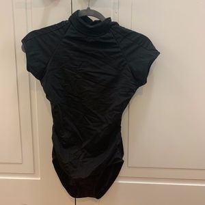 Mock turtleneck Open-back Black Leotard Size S
